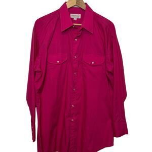 Vintage Sheplers Pink Size 16 1/2-34 Pearl Snap Long Sleeve Rancher Rodeo Shirt